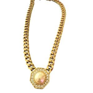 Swarovski Crystal Salo Gold Tone Chainlink Necklace
